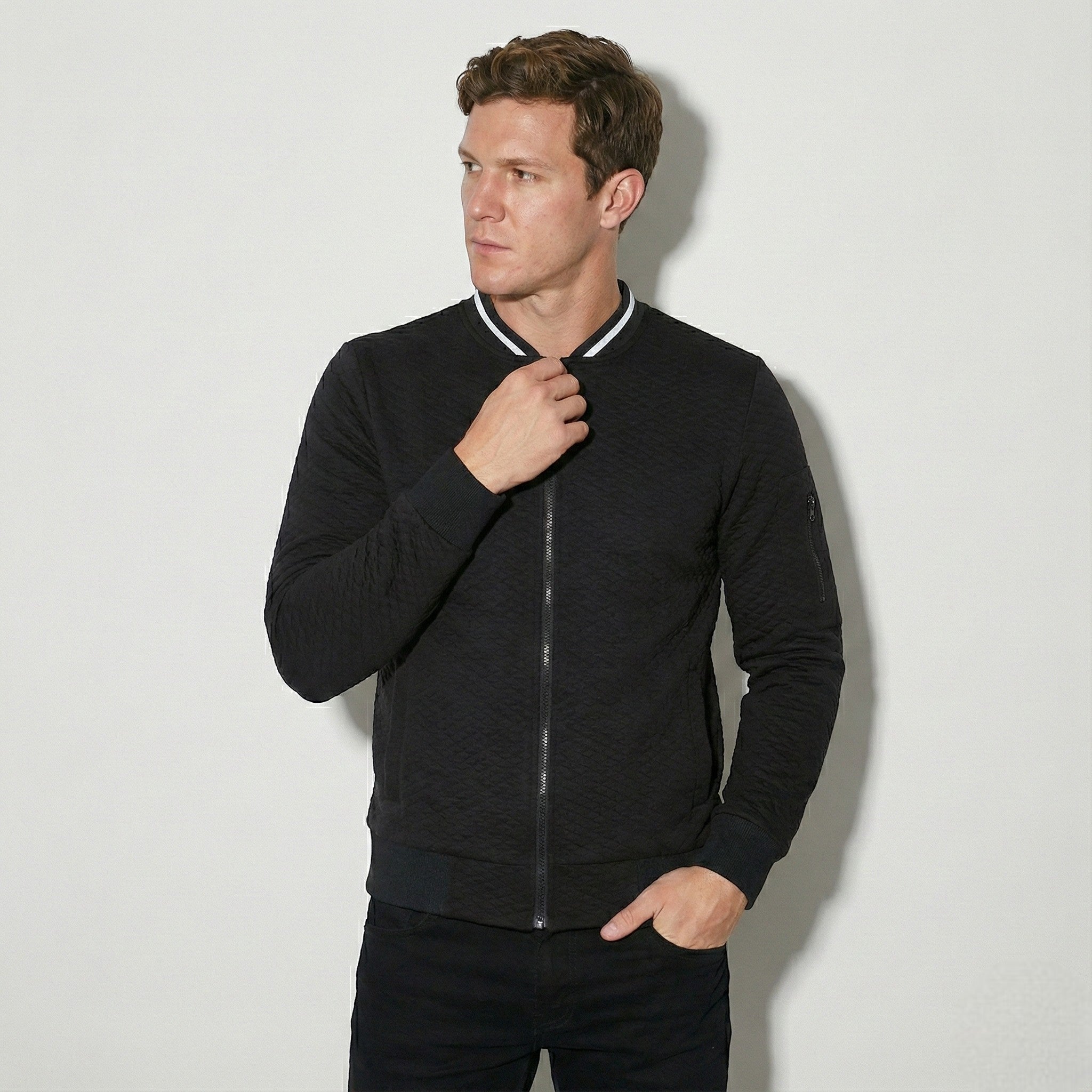 Jonas – Slim Fit Zip - Up Sweater - Sweater - Black - Jones & Smith