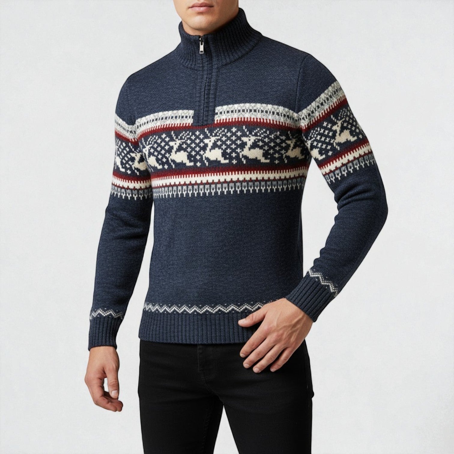 Joris – Men's Cotton Knitted Sweater - Sweater - Blue - Jones & Smith