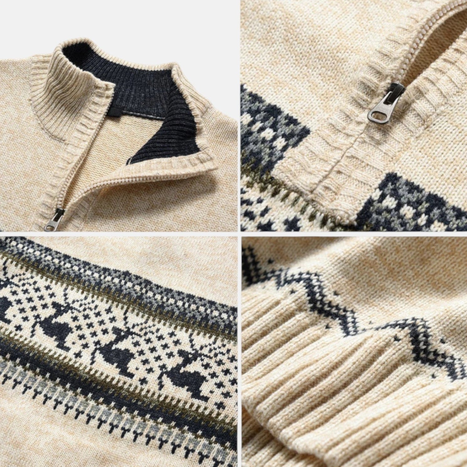Joris – Men's Cotton Knitted Sweater - Sweater - Beige - Jones & Smith