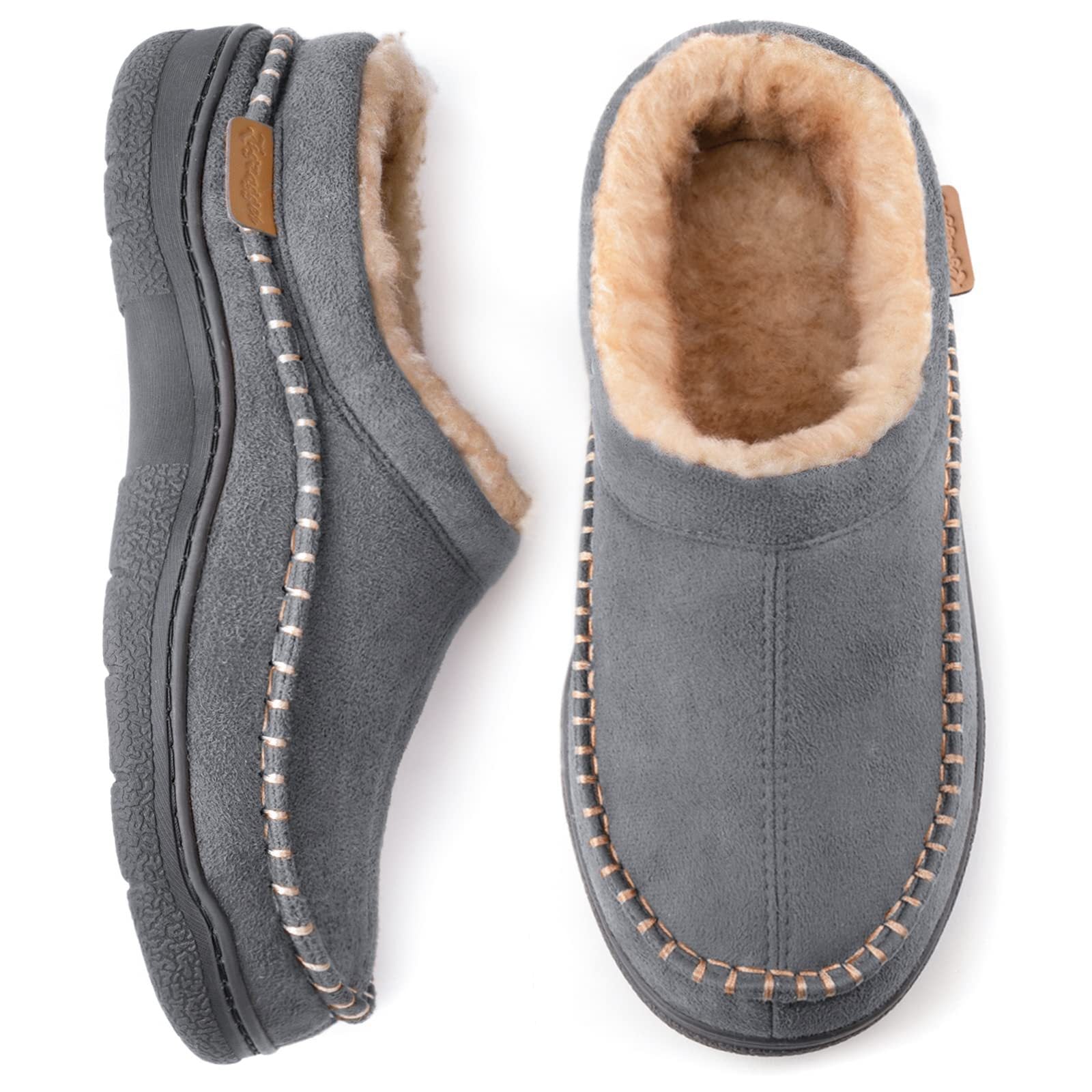 Joris – Men's Slippers in Suede - Look with Warm Lining - Shoes - Light Grey - Jones & Smith