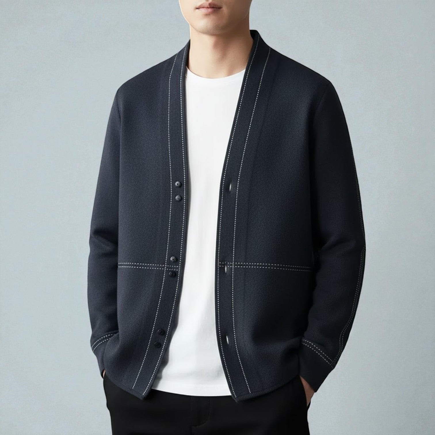 Joris – Men's Wool Cardigan - Cardigans - Blue - Jones & Smith