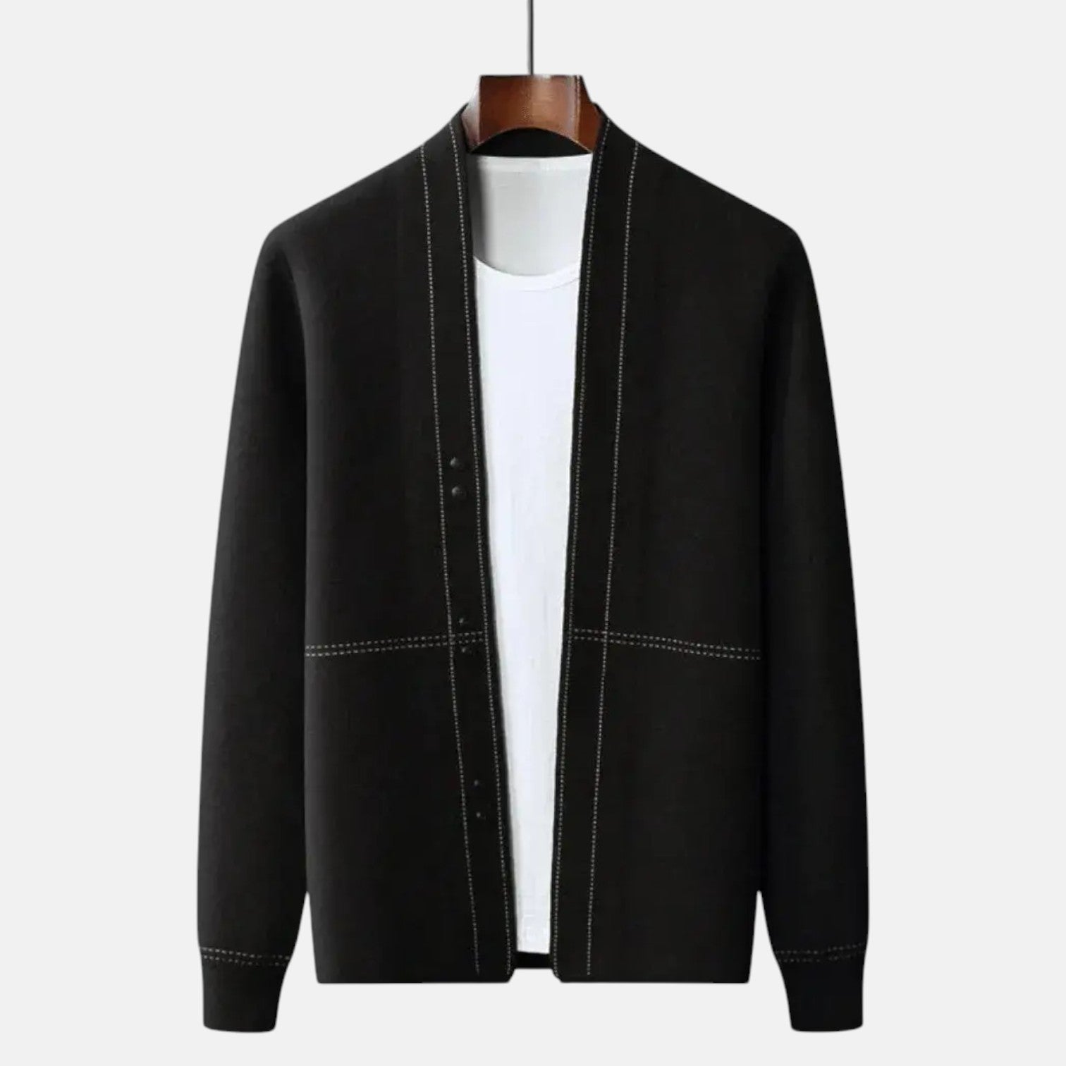 Joris – Men's Wool Cardigan - Cardigans - Black - Jones & Smith