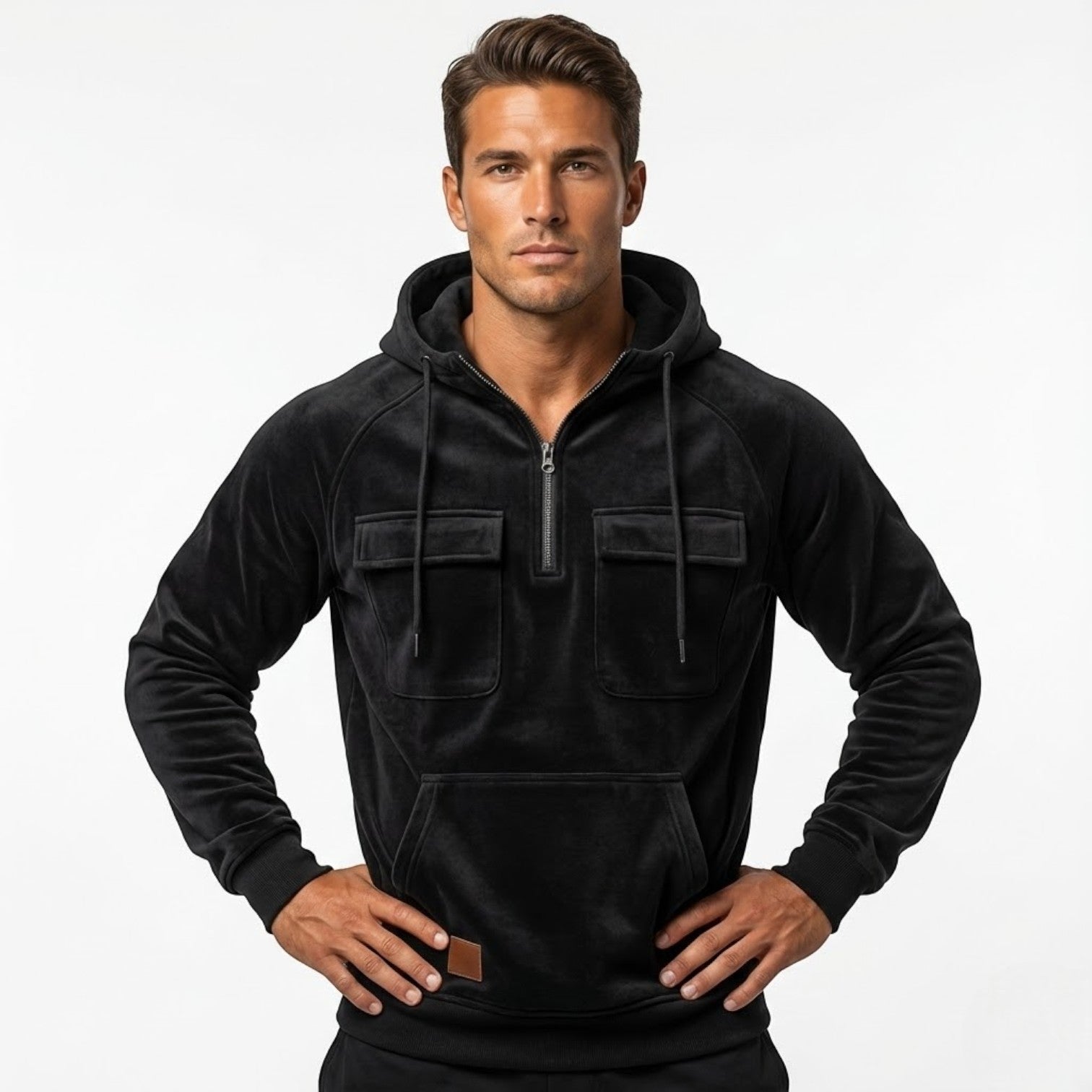 Kian – Men's Cotton Outdoor Jacket - Hooded Jacket - Black - Jones & Smith