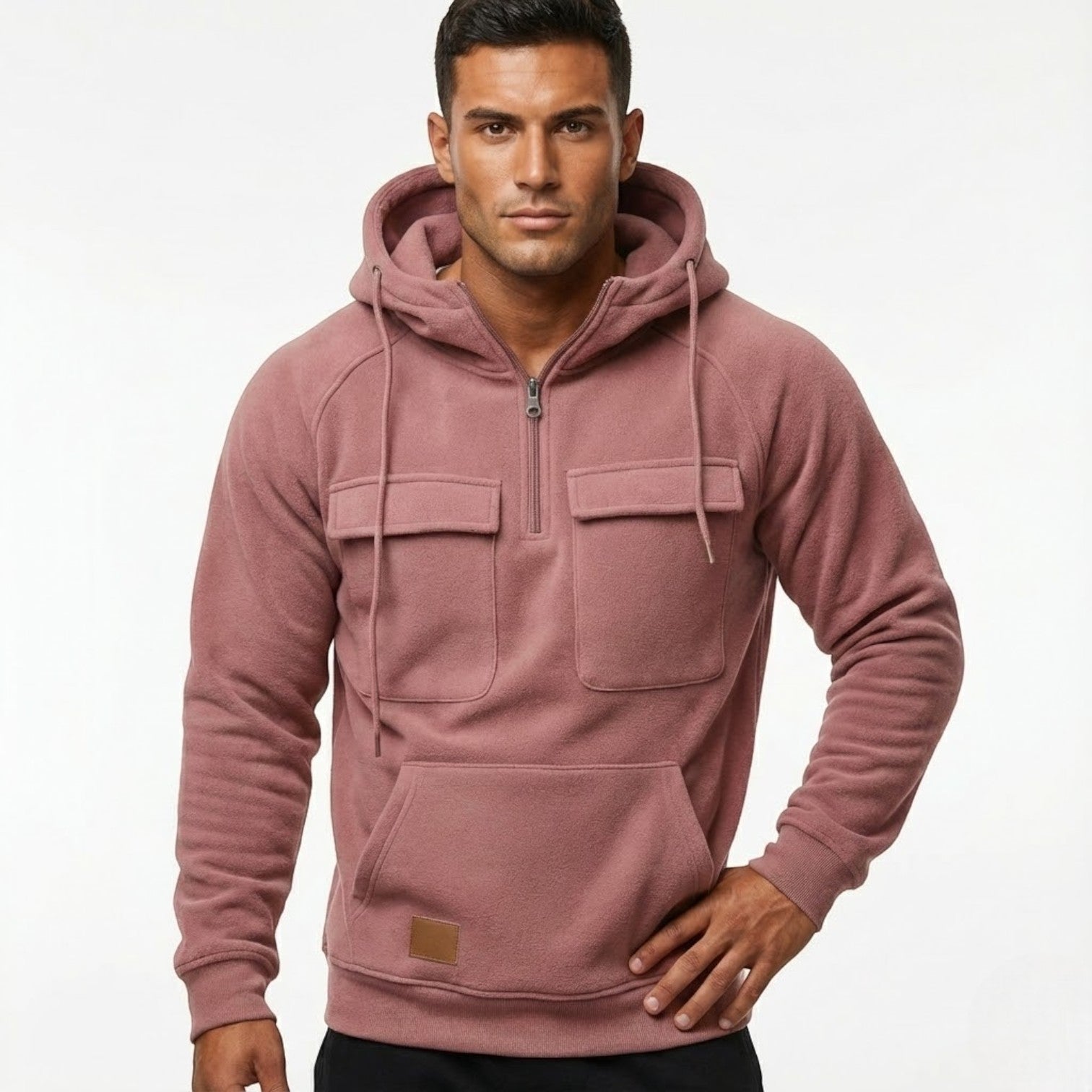 Kian – Men's Cotton Outdoor Jacket - Hooded Jacket - Pink - Jones & Smith