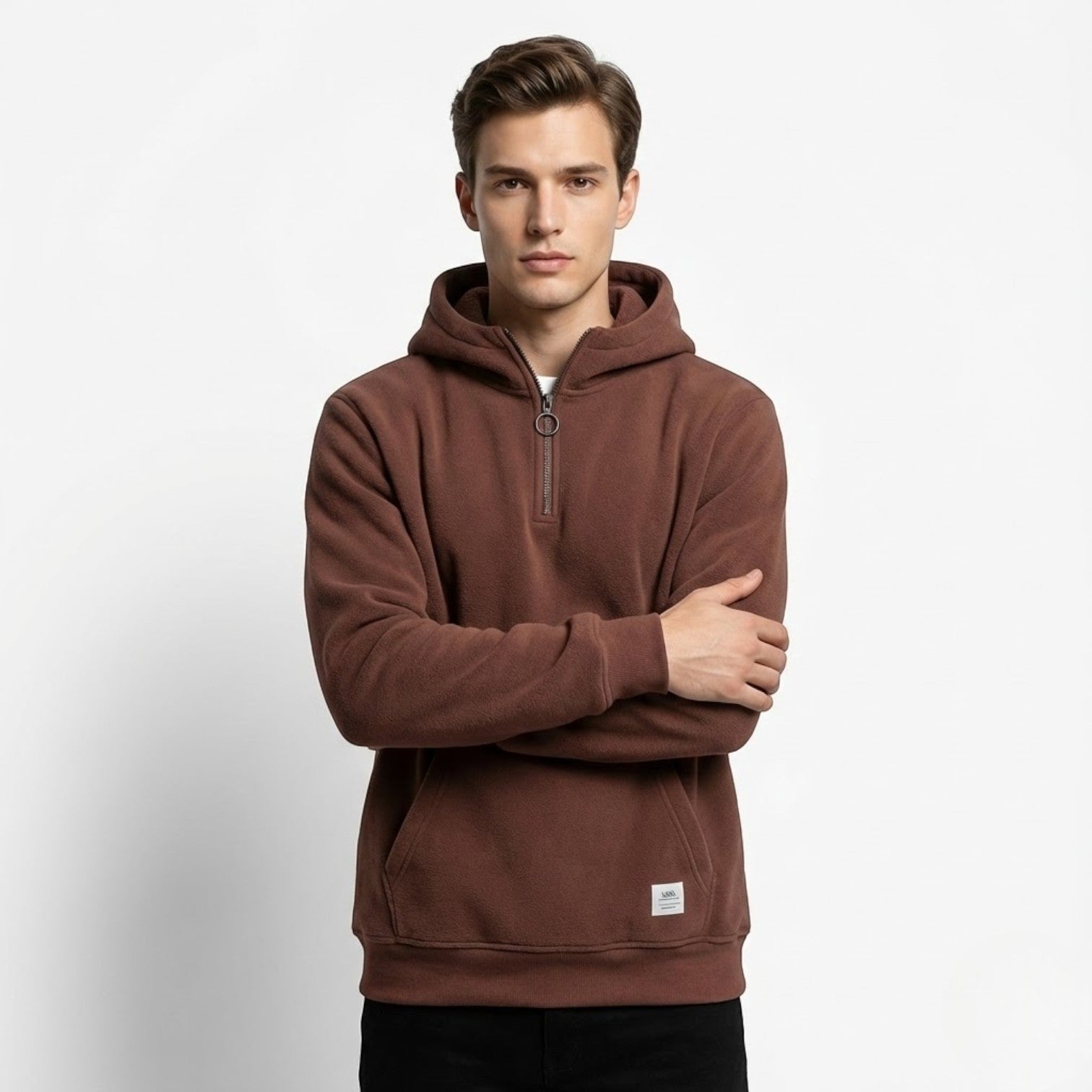 Leano – Men's Cotton Zip Hoodie - Hoodie sweater - Red - Jones & Smith