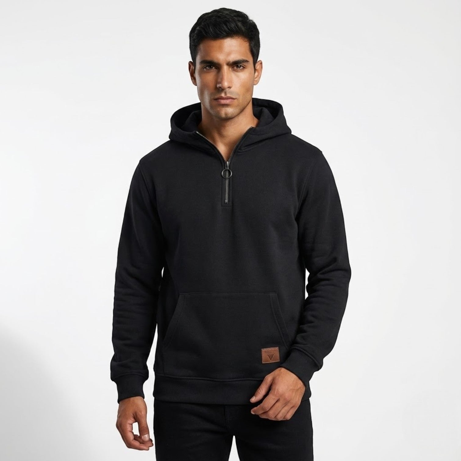 Leano – Men's Cotton Zip Hoodie - Hoodie sweater - Black - Jones & Smith