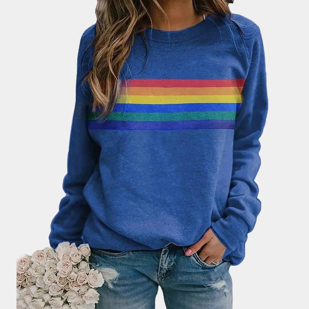 Lena – Long Sleeve Sweatshirt with Rainbow Stripes - Sweatshirts - Jones & Smith