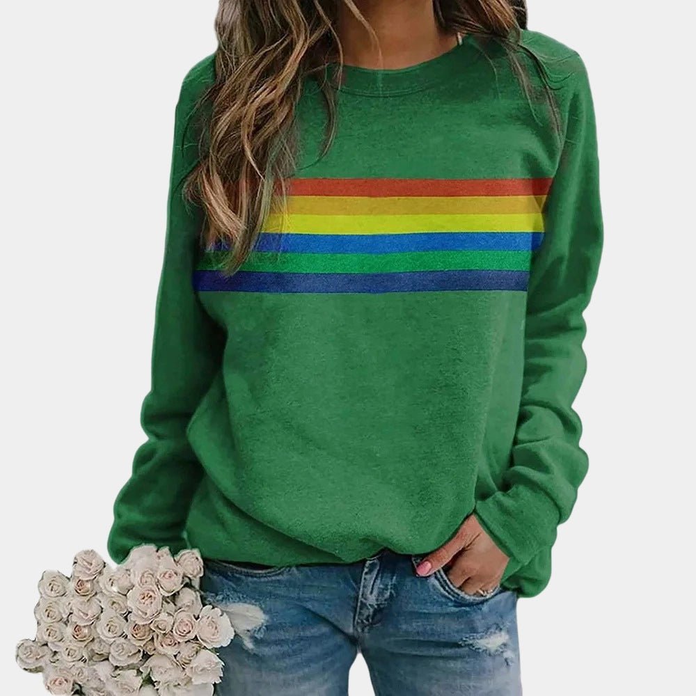 Lena – Long Sleeve Sweatshirt with Rainbow Stripes - Sweatshirts - Jones & Smith