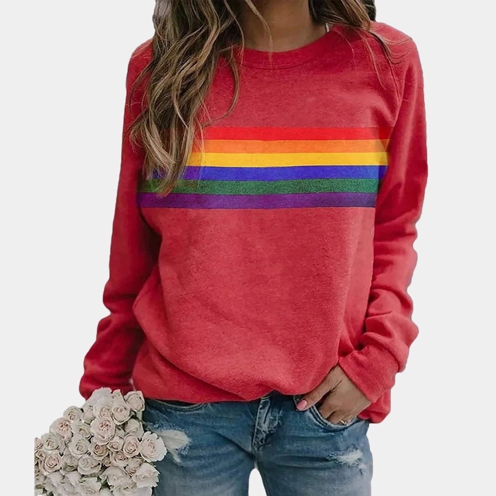 Lena – Long Sleeve Sweatshirt with Rainbow Stripes - Sweatshirts - Jones & Smith