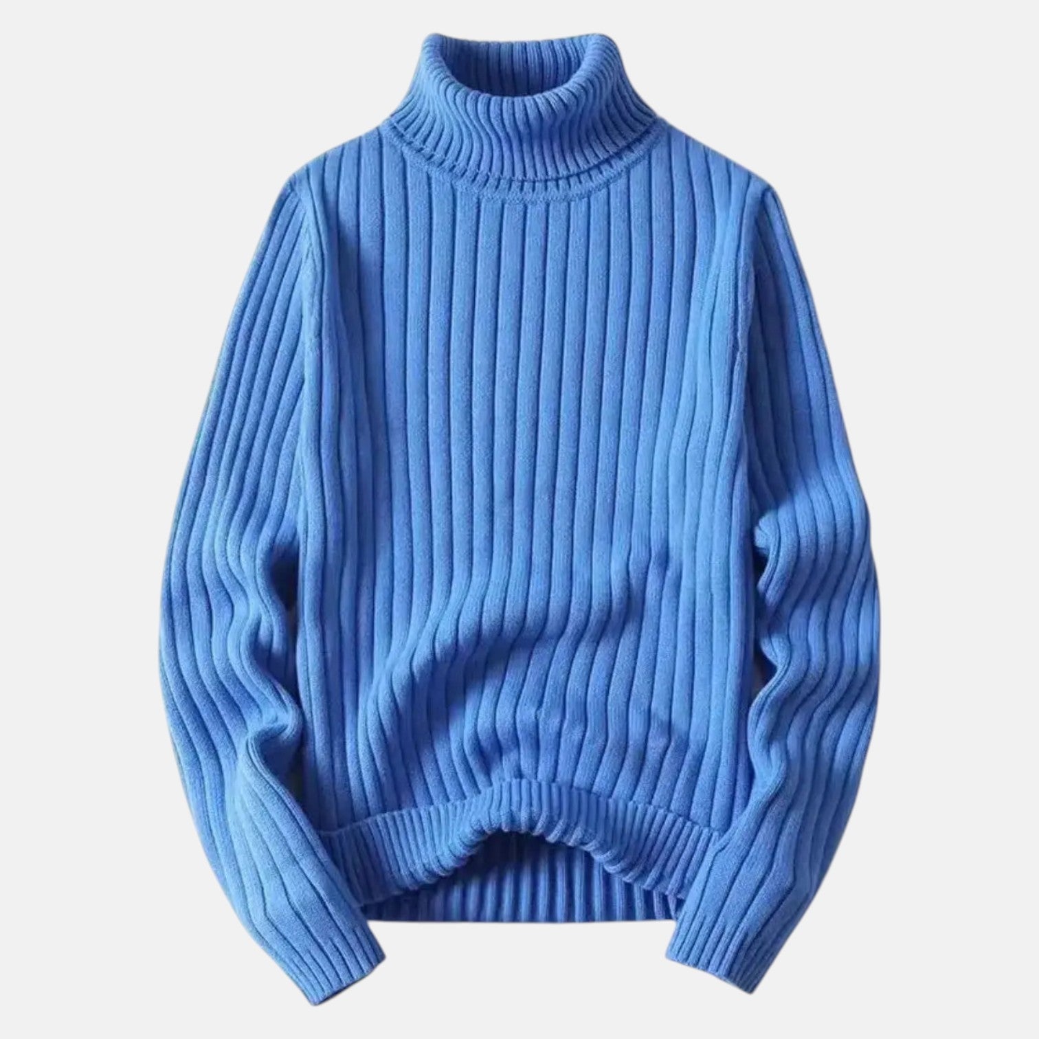Lennart – Men's Cotton Roll Neck Jumper - Sweater - Blue - Jones & Smith
