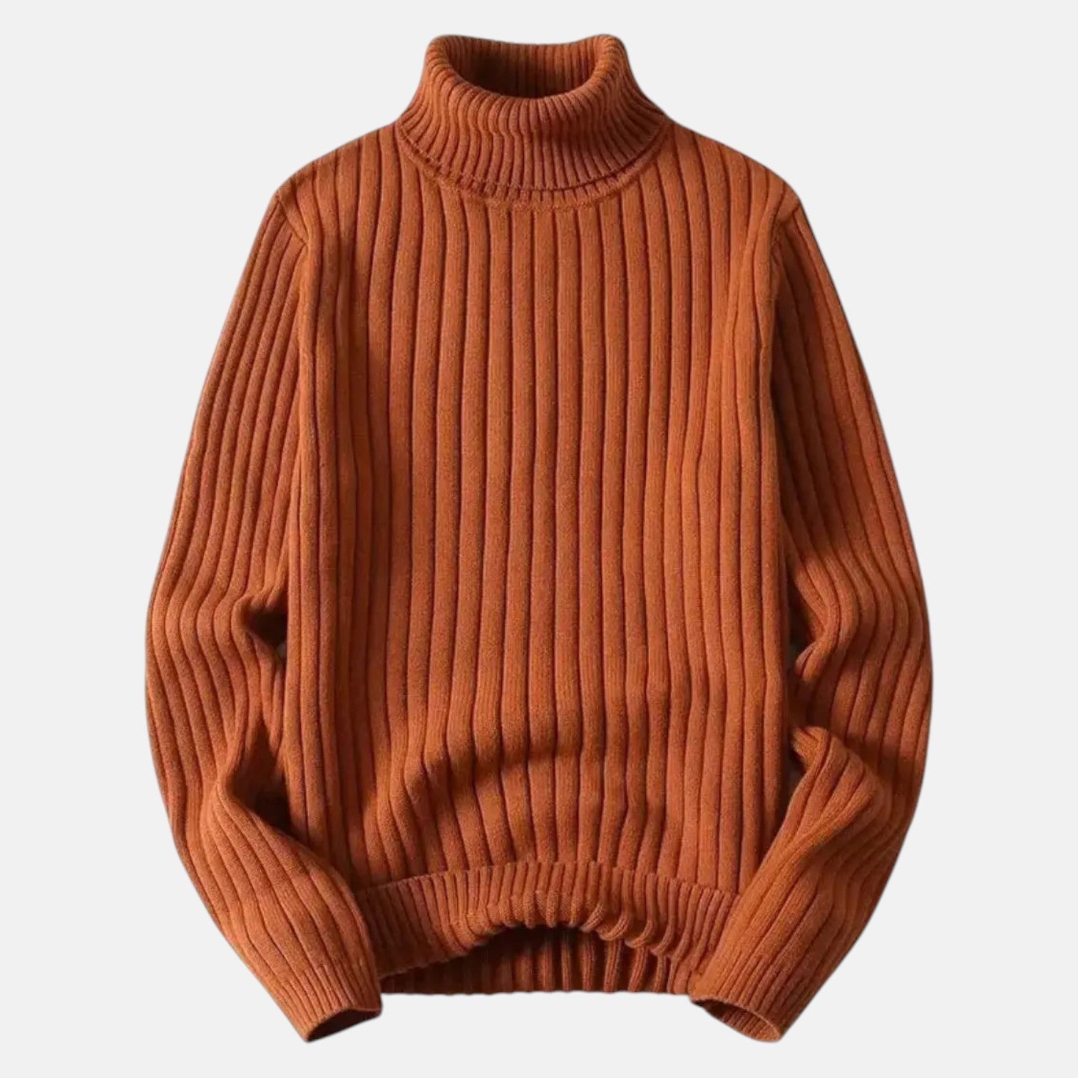 Lennart – Men's Cotton Roll Neck Jumper - Sweater - Brown - Jones & Smith