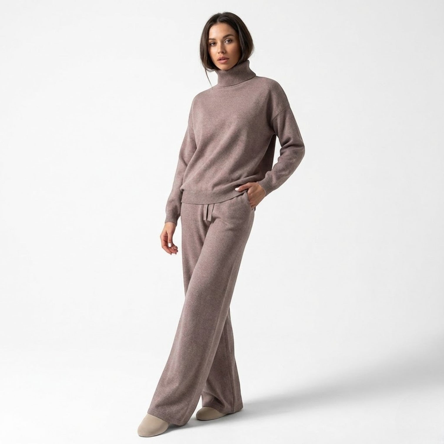 Liana – Women's Cotton Loungewear Set - 2 - Piece Sets - Brown - Jones & Smith