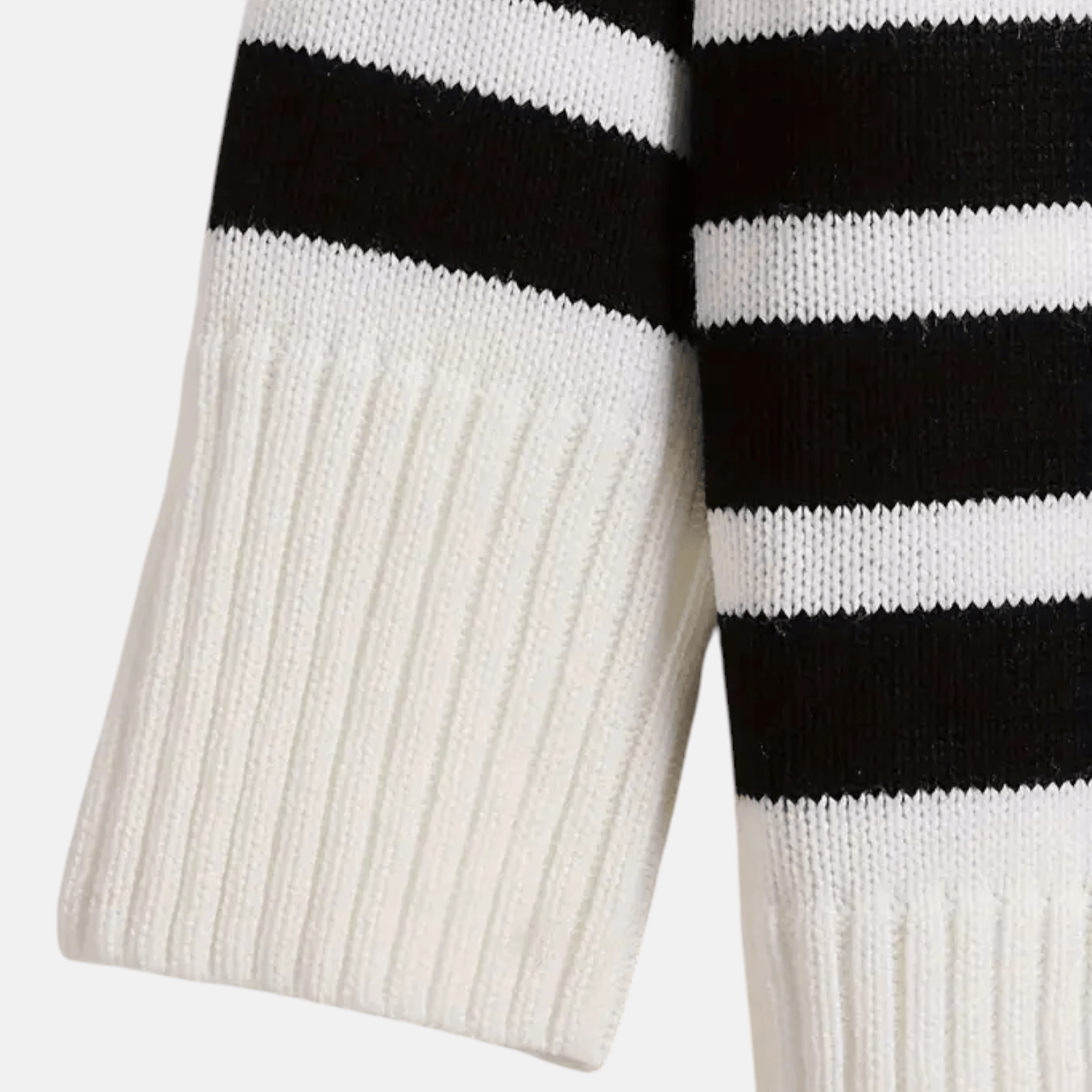 Lina – Women's Knitted Jumper with Stand - Up Collar & Stripes - Sweater - White - Jones & Smith