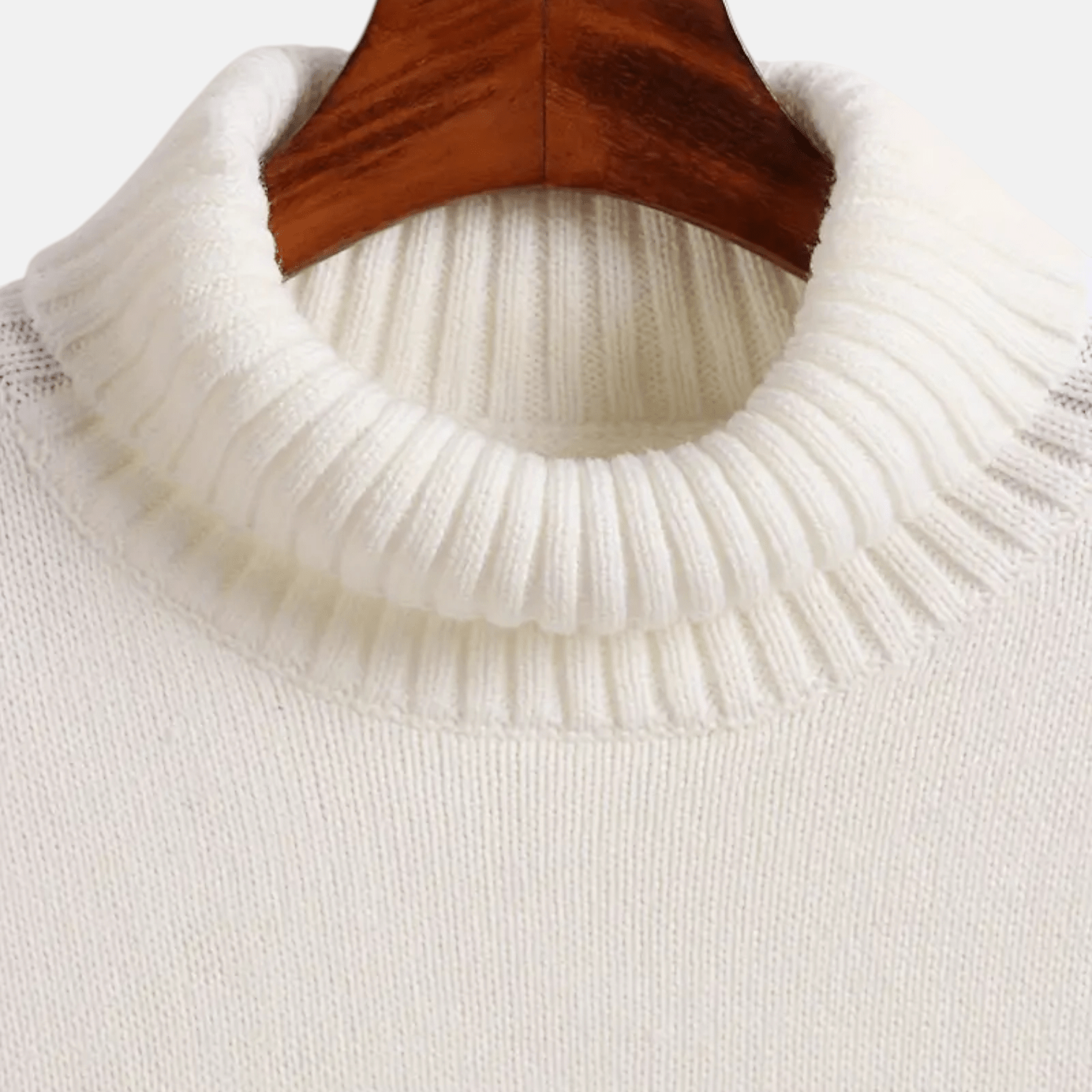Lina – Women's Knitted Jumper with Stand - Up Collar & Stripes - Sweater - White - Jones & Smith