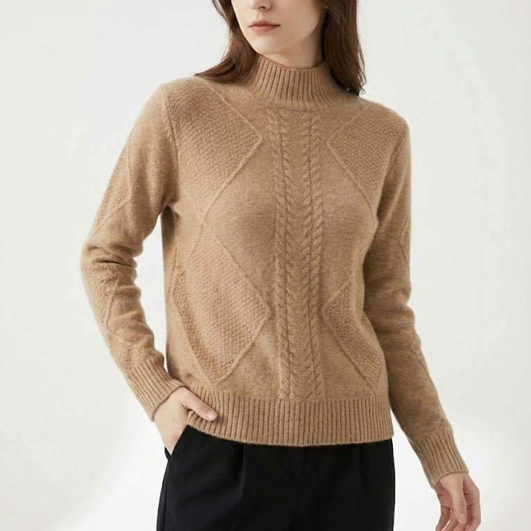 Lina – Women's Wool Knit Sweater - Sweater - Beige - Jones & Smith