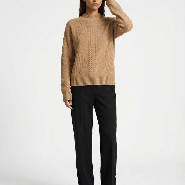 Lina – Women's Wool Knit Sweater - Sweater - Beige - Jones & Smith