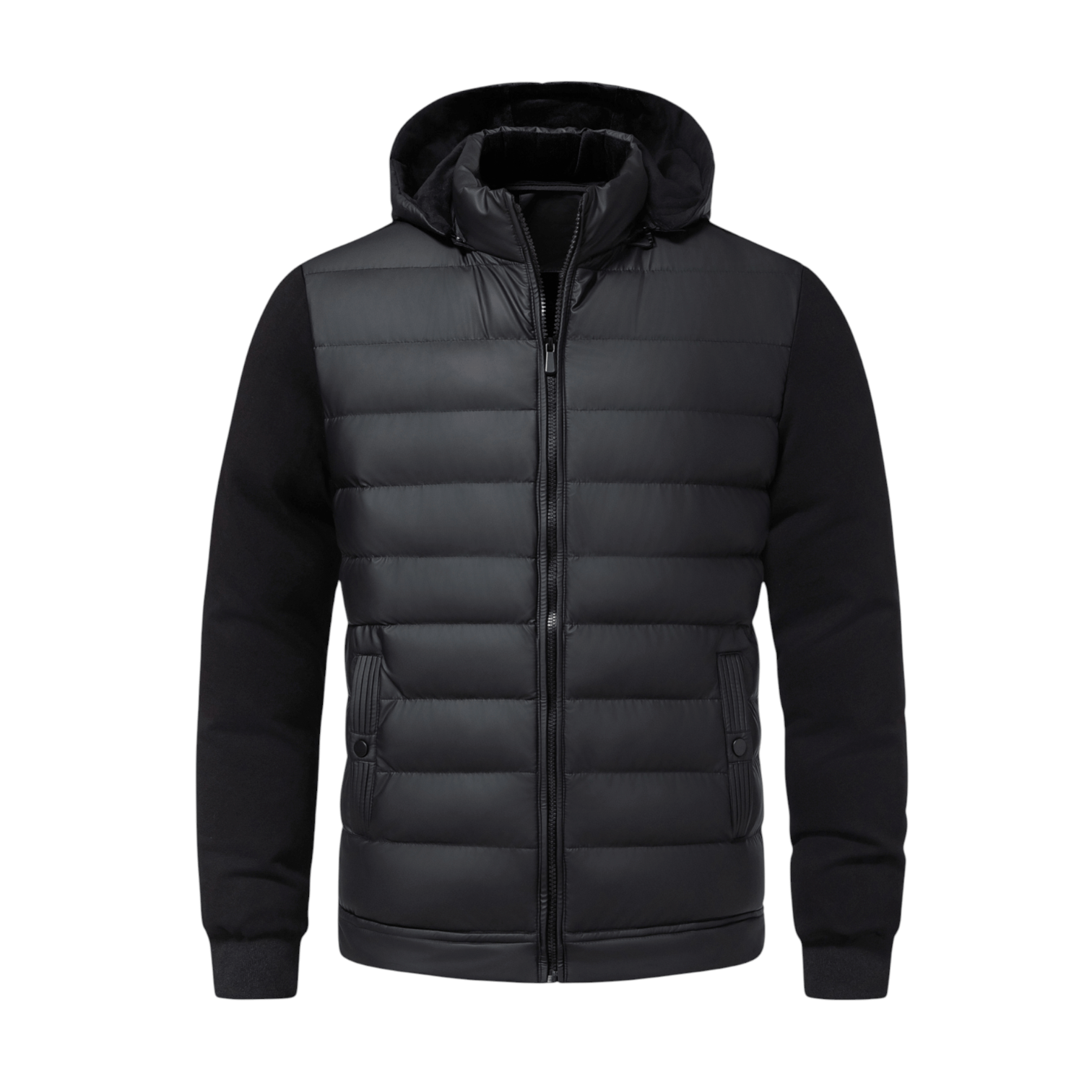 Luca – Hooded Jacket with Zip and Quilted Front - Puffer Jacket - Jones & Smith