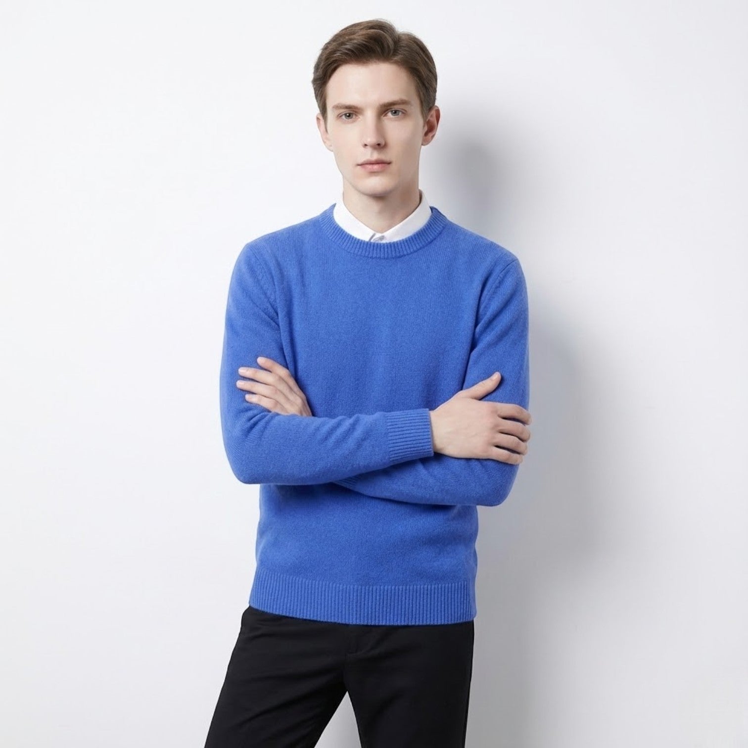 Luca – Men's Wool Sweater - Sweater - Blue - Jones & Smith