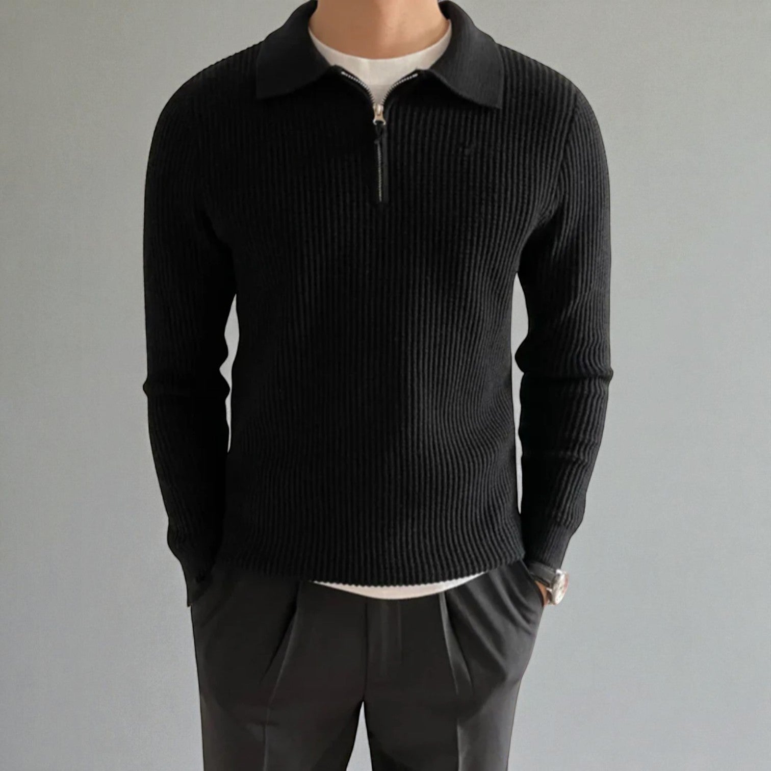 Lucien – Men's Wool Winter Sweater - Sweater - Black - Jones & Smith