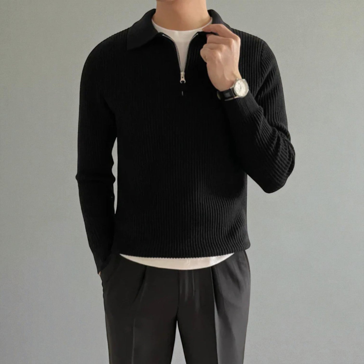 Lucien – Men's Wool Winter Sweater - Sweater - Black - Jones & Smith