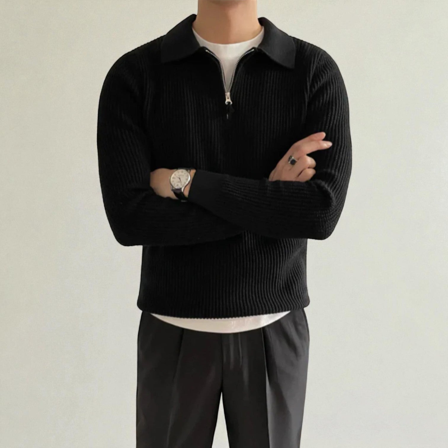 Lucien – Men's Wool Winter Sweater - Sweater - Black - Jones & Smith