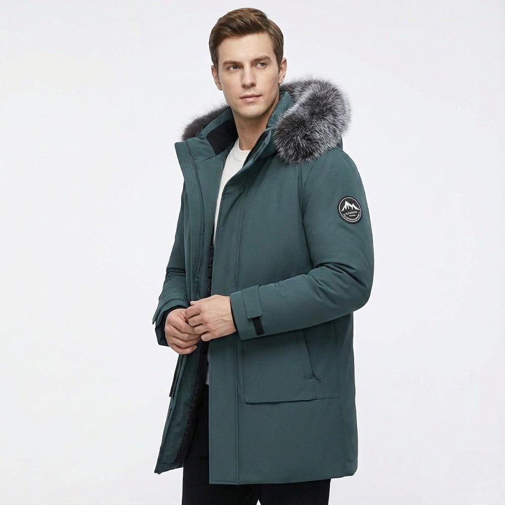 Lukas – Water - Repellent Winter Parka Jacket with Faux Fur Hood - Jackets - Blue - Jones & Smith