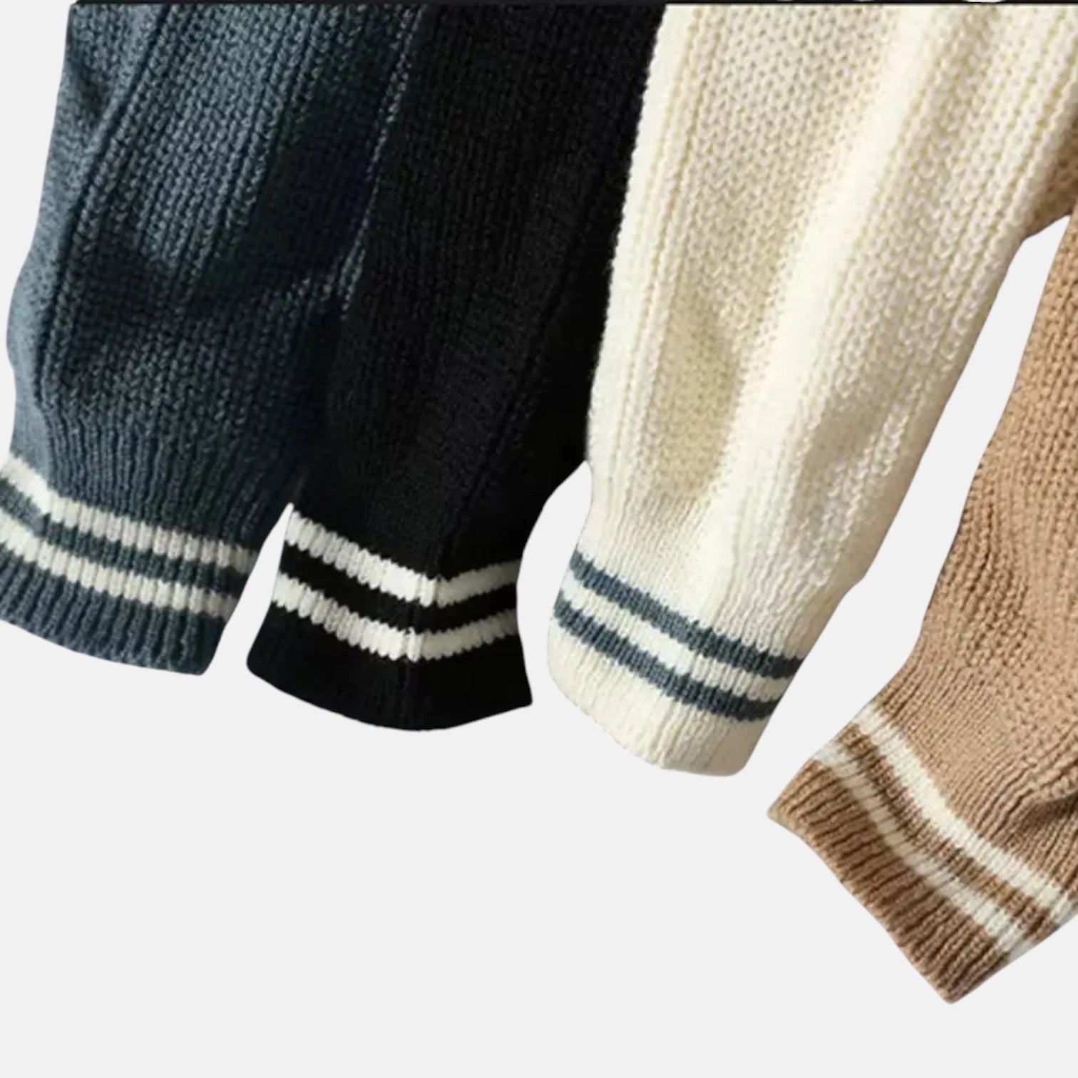 Lunaro – Men's Cotton Crew Neck Jumper - Sweater - Beige - Jones & Smith