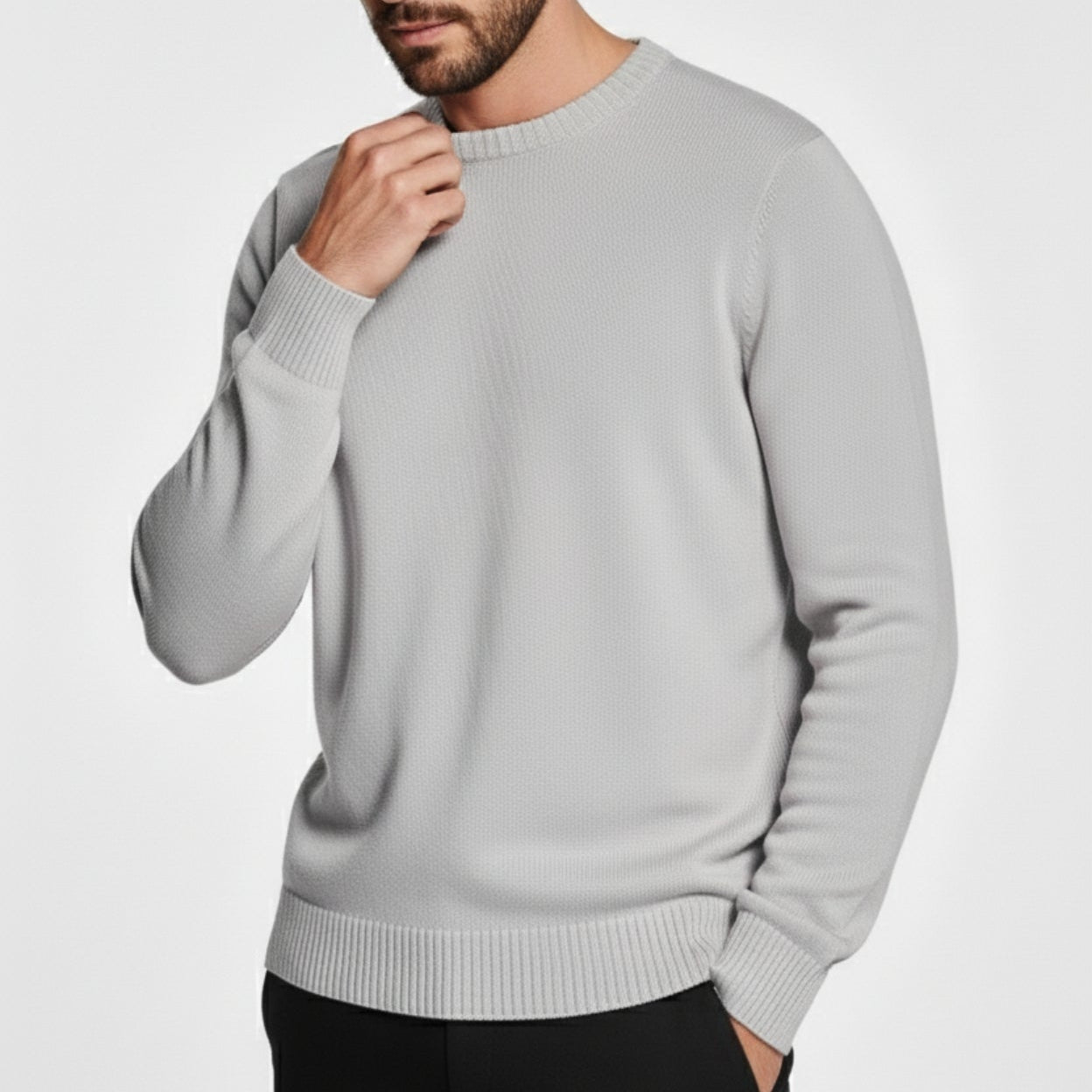 Mael – Men's Wool Jumper - Sweater - Grey - Jones & Smith