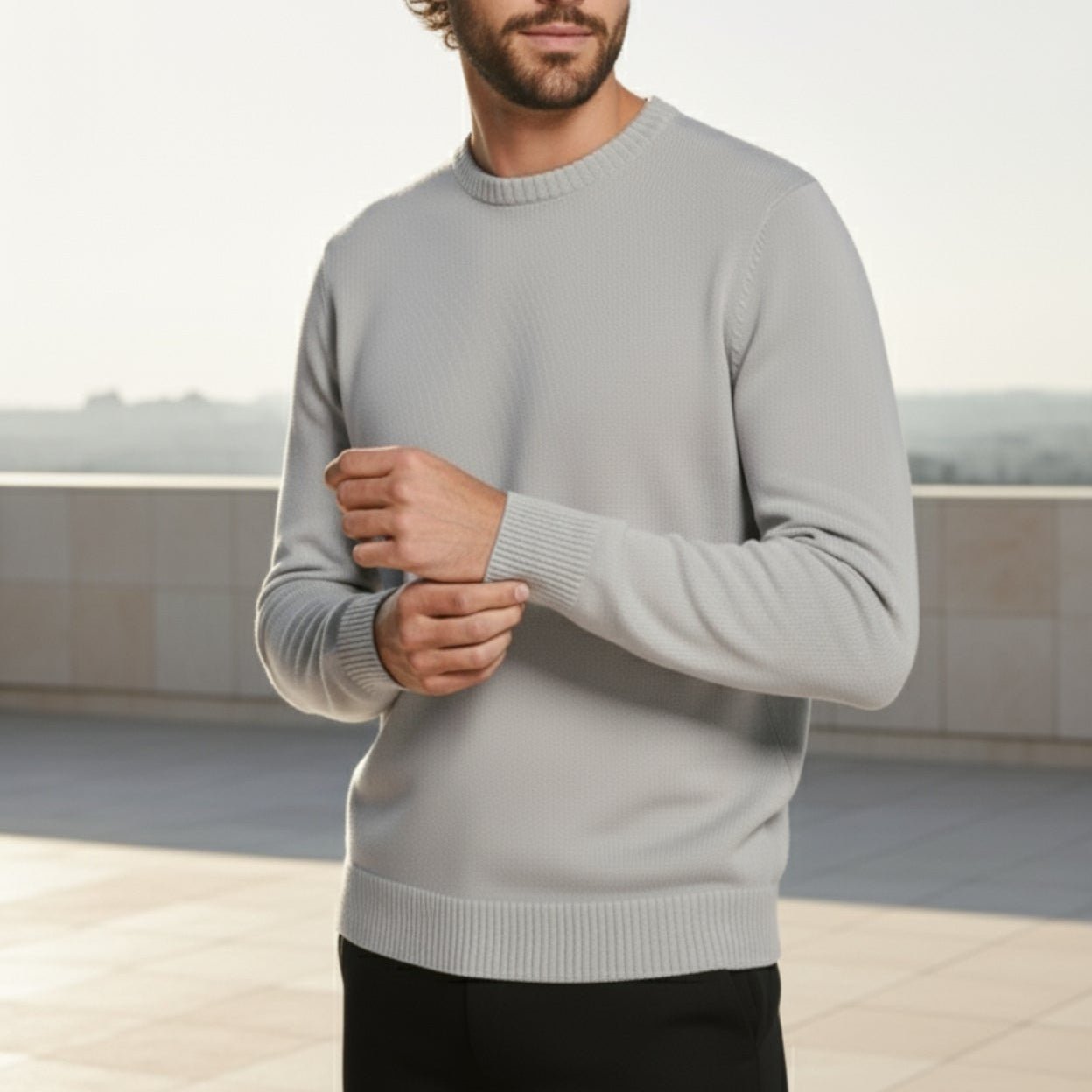 Mael – Men's Wool Jumper - Sweater - Grey - Jones & Smith