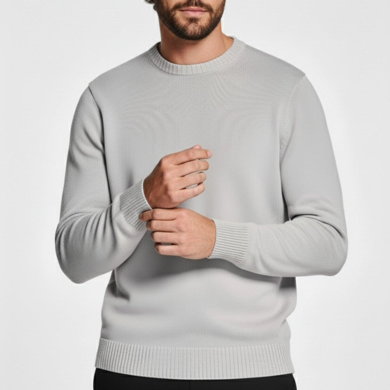 Mael – Men's Wool Jumper - Sweater - Grey - Jones & Smith