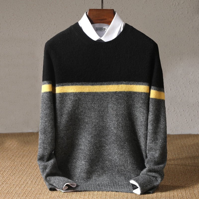 Marco – Classic Wool Jumper with Modern Colour Block - Sweater - Jones & Smith