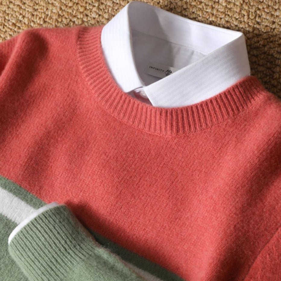 Marco – Classic Wool Jumper with Modern Colour Block - Sweater - Jones & Smith