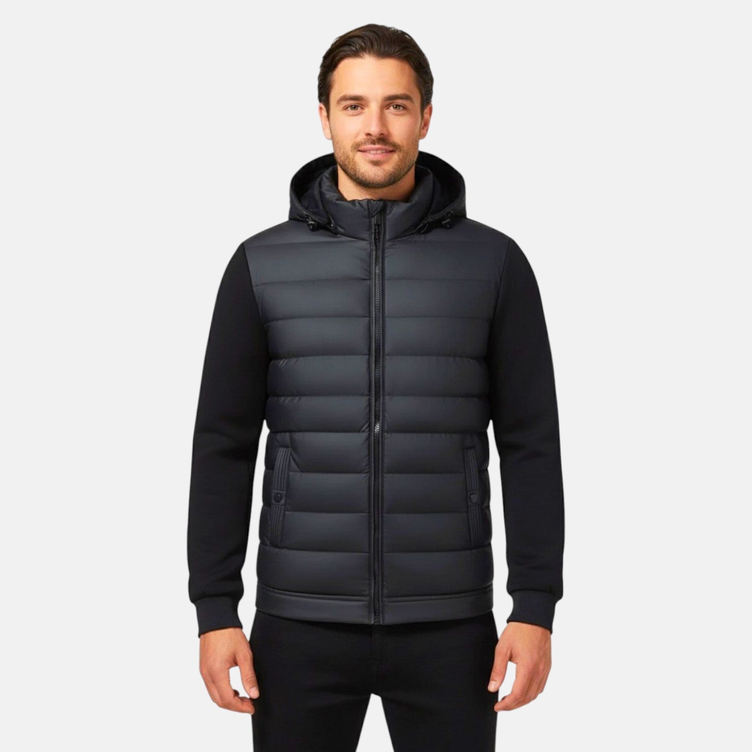 Mateo – Men's Cotton Padded Jacket - Puffer Jacket - Black - Jones & Smith