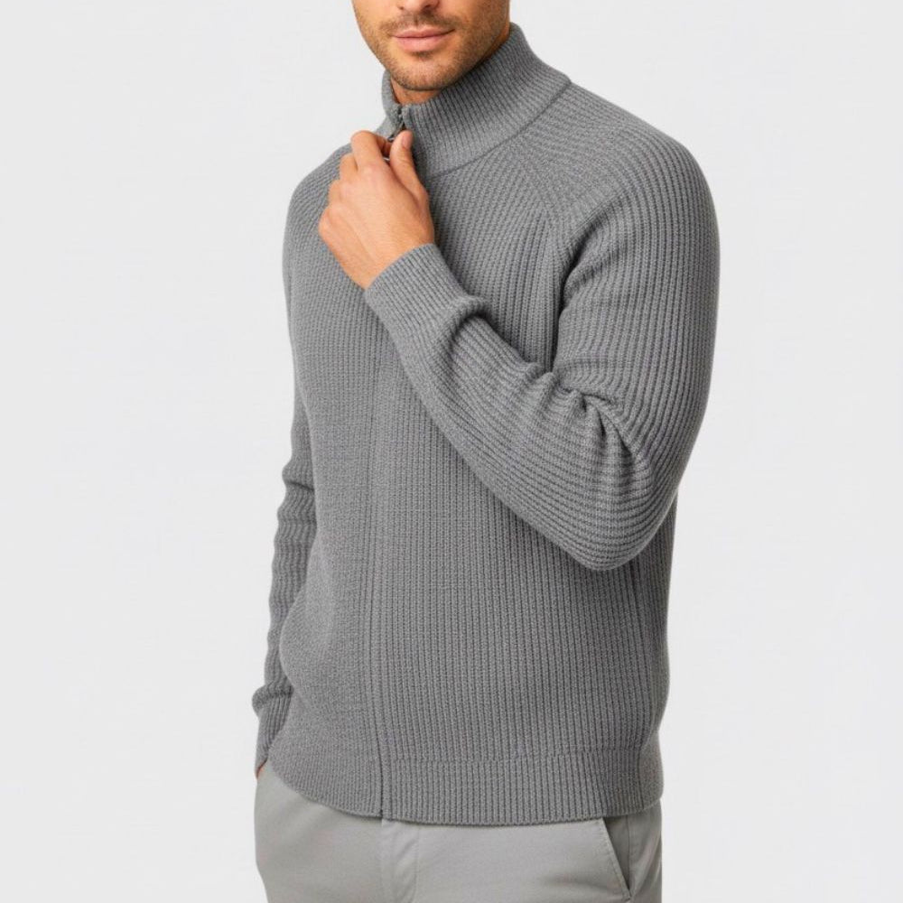 Mateo – Men's Wool Cardigan - Sweater - Grey - Jones & Smith