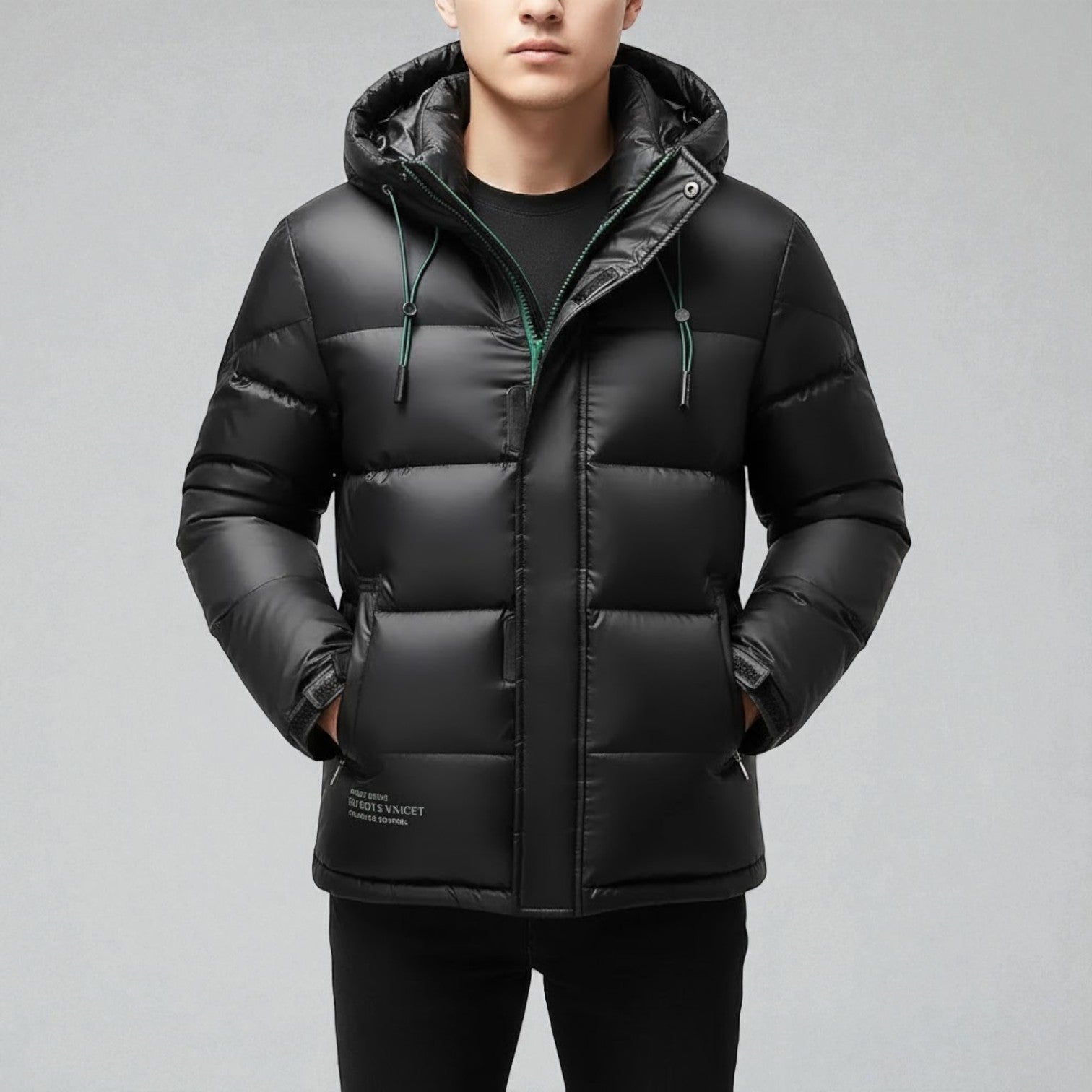 Matteo – Men's Down Jacket with Hood for Winter - Winter Jacket - Black - Jones & Smith
