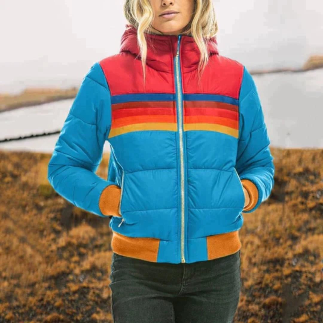 Mia – Colourblock Down Jacket with High Collar - Jacket - Jones & Smith