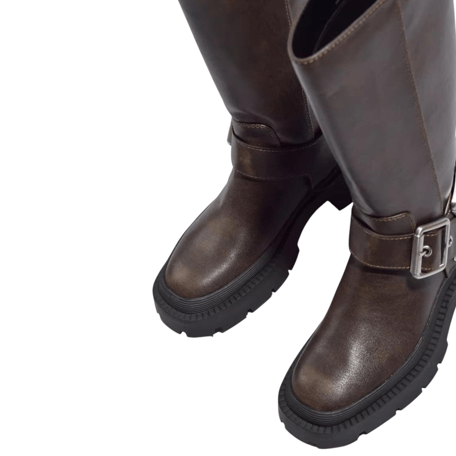 Mia – Leather Boots with Buckles and Tread Sole - Boots - Brown - Jones & Smith