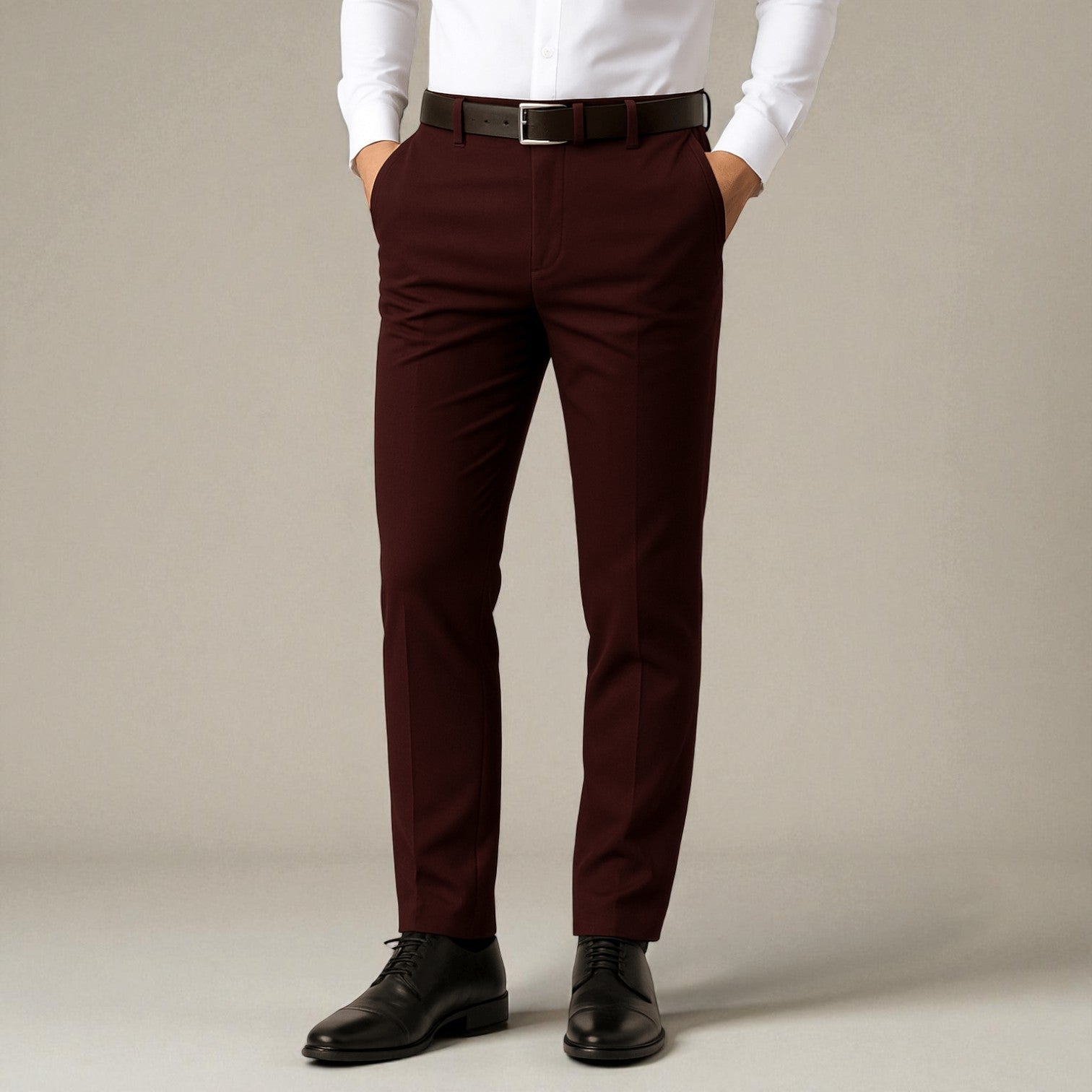 Milan – Men's Stretch Trousers in Tailored Fit - Trouser - Red - Jones & Smith