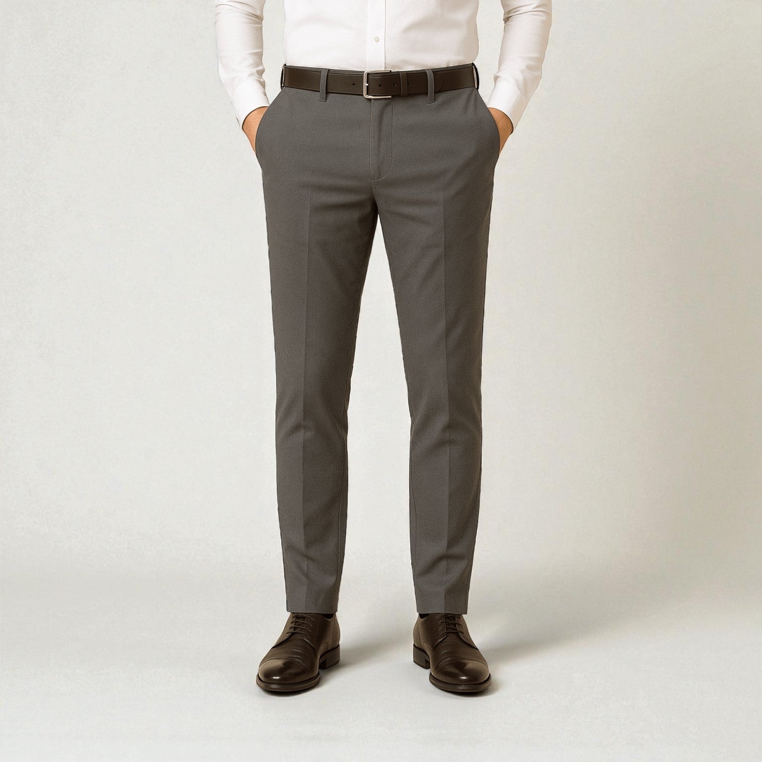 Milan – Men's Stretch Trousers in Tailored Fit - Trouser - Grey - Jones & Smith
