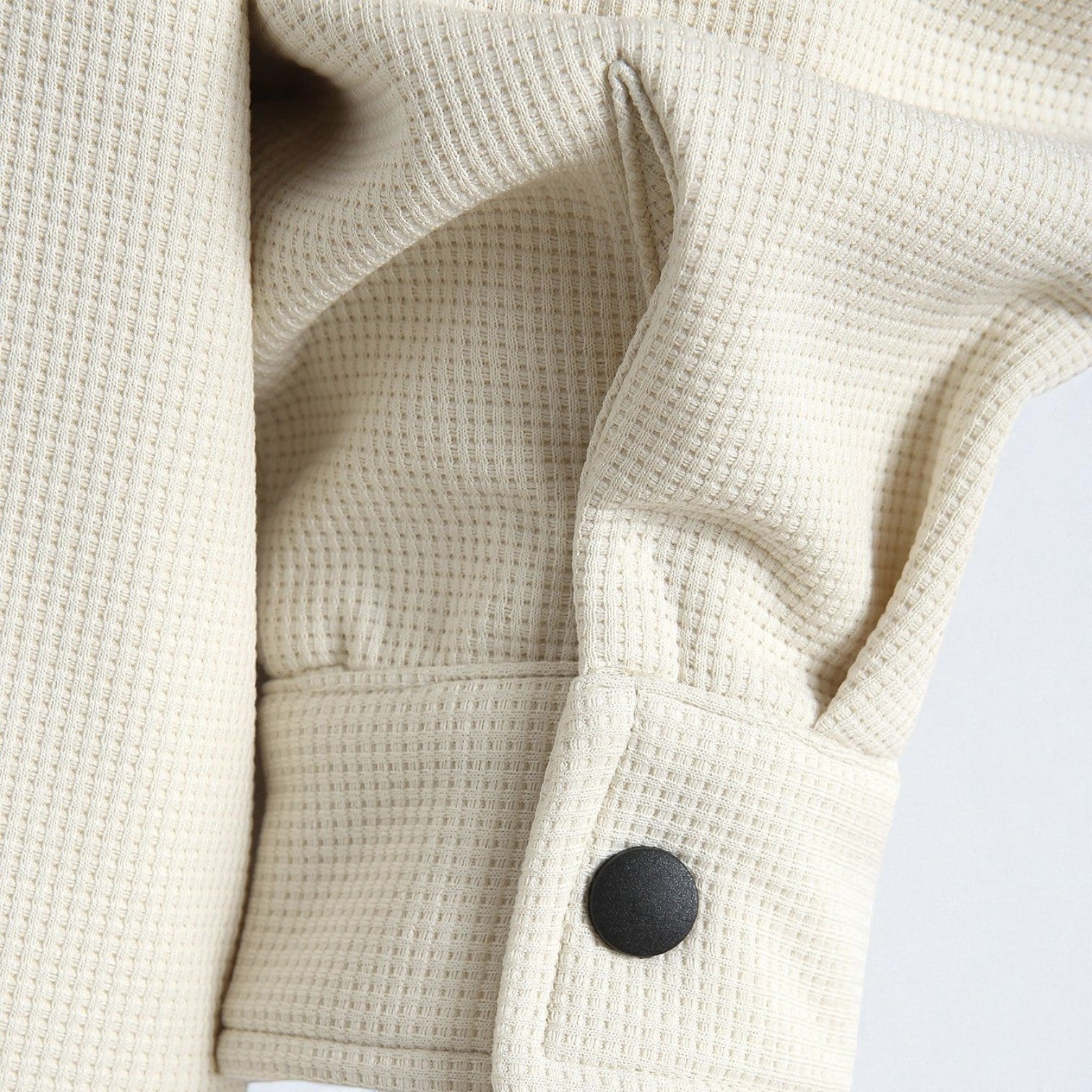 Milo – Men's Hooded Shirt in Waffle Fabric with Fleece - Hooded Jacket - Beige - Jones & Smith