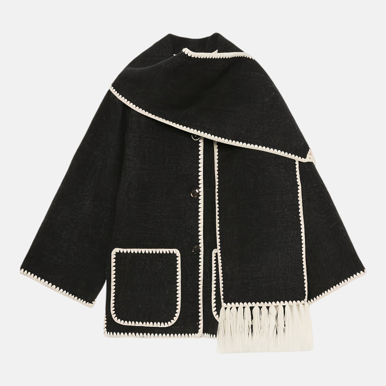 Mira – Women's Tweed Jacket with Shawl Collar - Tweed Jacket - Black - Jones & Smith