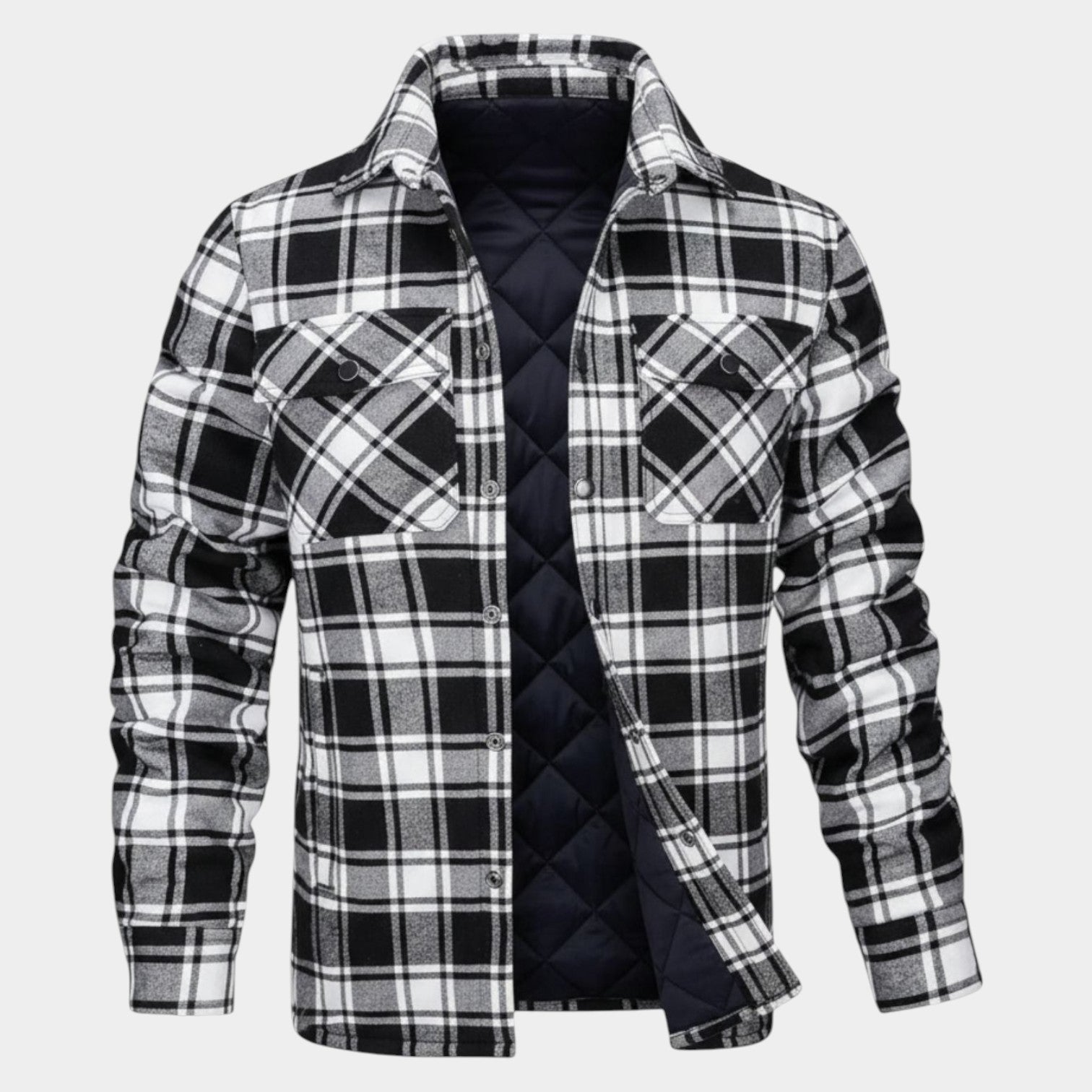 Nerio – Men’s Cotton Overshirt - Flannel - Black - Jones & Smith