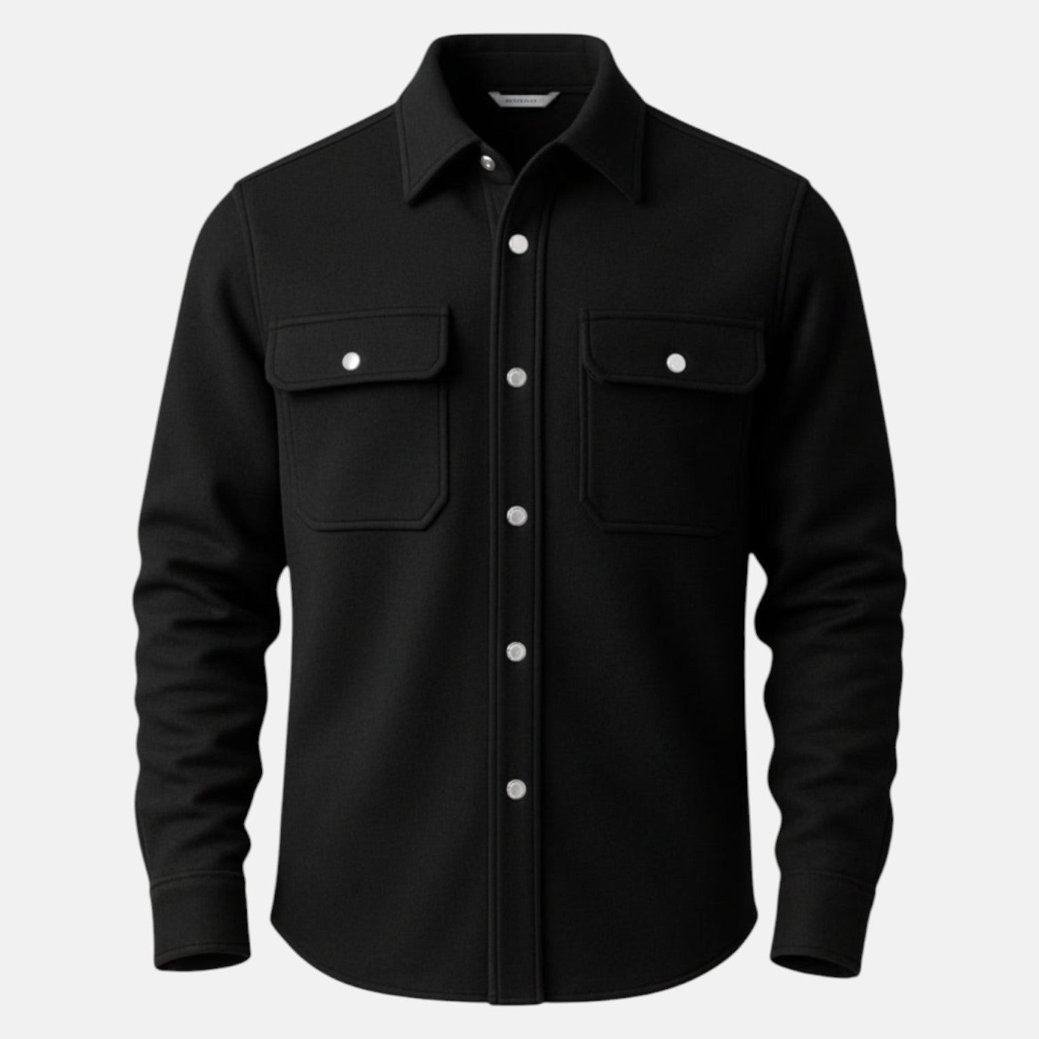Nero – Men's Winter Overshirt Black - Long Sleeve Polo Shirt - Black - Jones & Smith