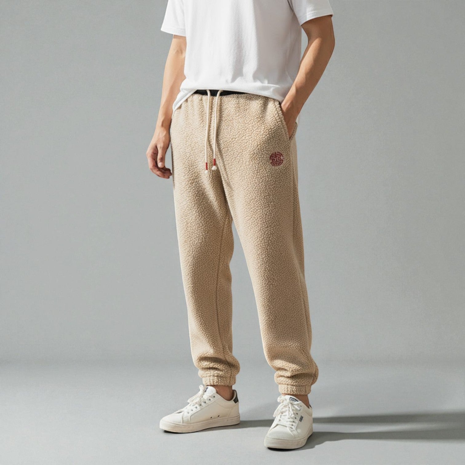 Nico – Men's Wool Jogging Trousers Urban Style - Jogger Pants - Cream White - Jones & Smith