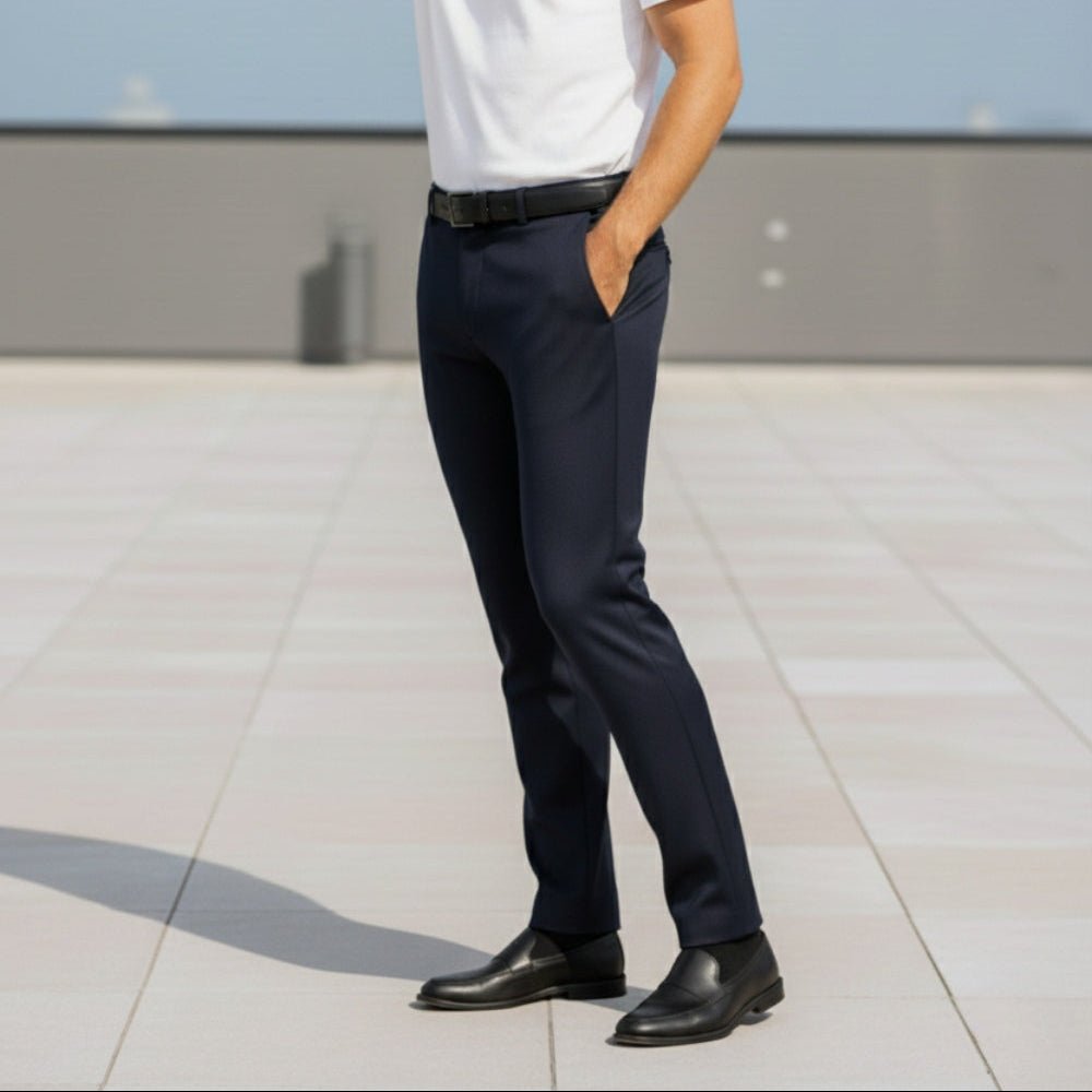 Nilo – Men's Cotton Trousers - Pants - Navy Blue - Jones & Smith