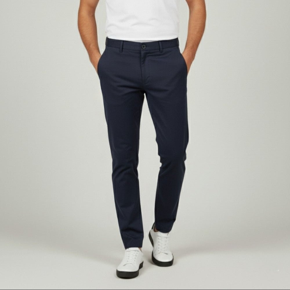 Nilo – Men's Cotton Trousers - Pants - Navy Blue - Jones & Smith