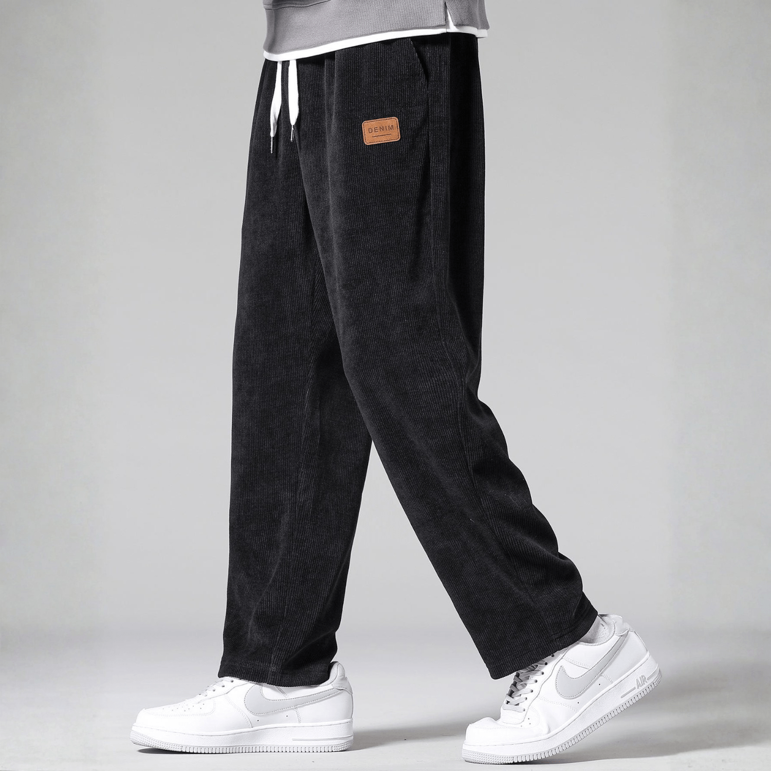 Noah – Men's Cord Trousers Straight Fit - Corduroy pants - Black - Jones & Smith