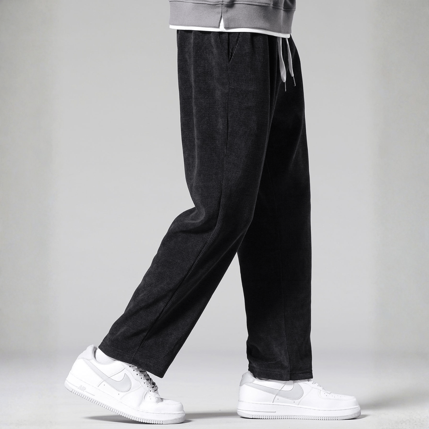 Noah – Men's Cord Trousers Straight Fit - Corduroy pants - Black - Jones & Smith