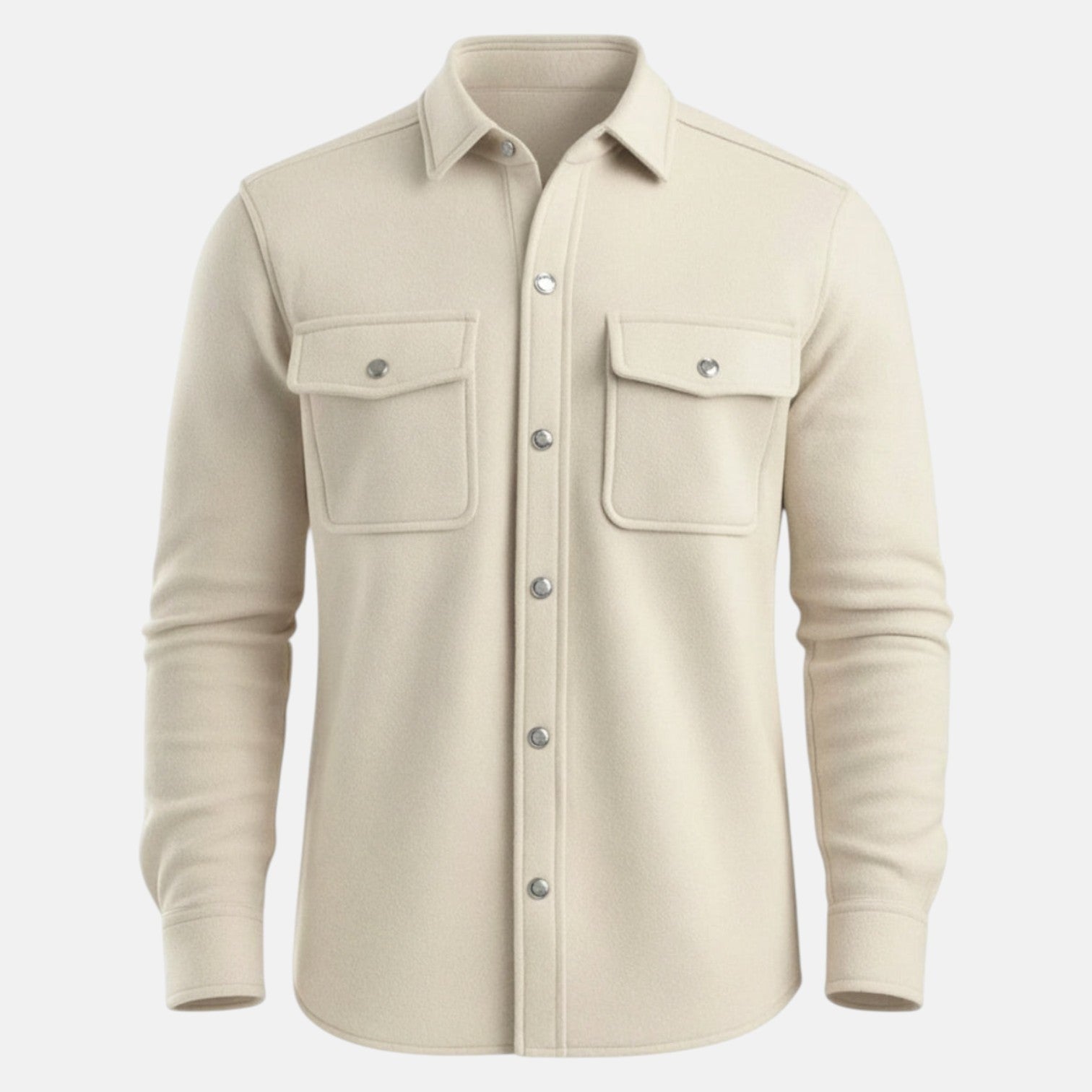 Noel – Men's Winter Overshirt Stone - Long Sleeve Polo Shirt - Beige - Jones & Smith