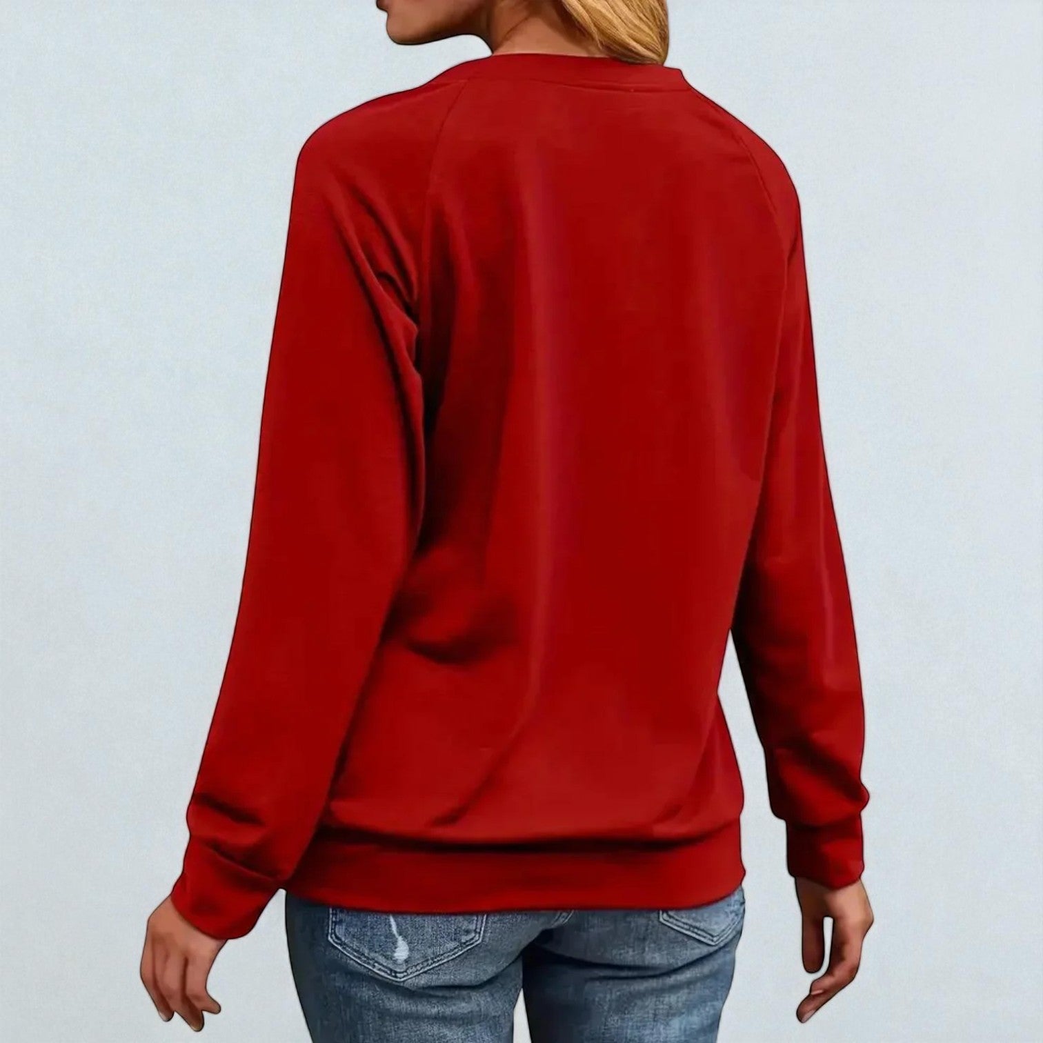 Noëlle – Women's Cotton Christmas Jumper - Sweater - Red - Jones & Smith